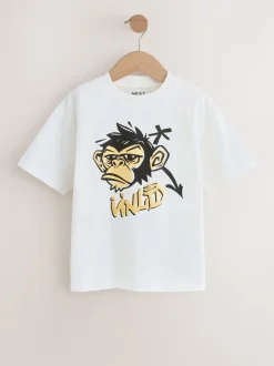 Bessen/ecru/paars - Verpakking van 3 relaxte T-shirts met grafische print en korte mouwen (3-16jr)