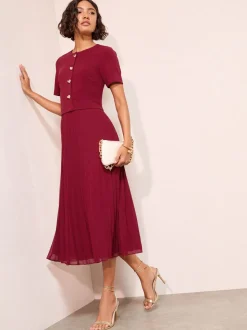 Bessenrood - Friends Like These Button Down 2-In-1 Pleated Dress