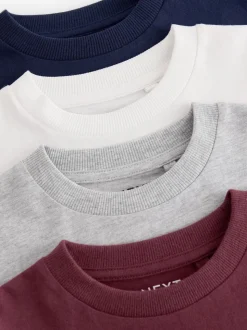 Bessenrood/grijs/wit/blauw - Verpakking van 4 zachte T-shirts met lange mouwen (3-16jr)