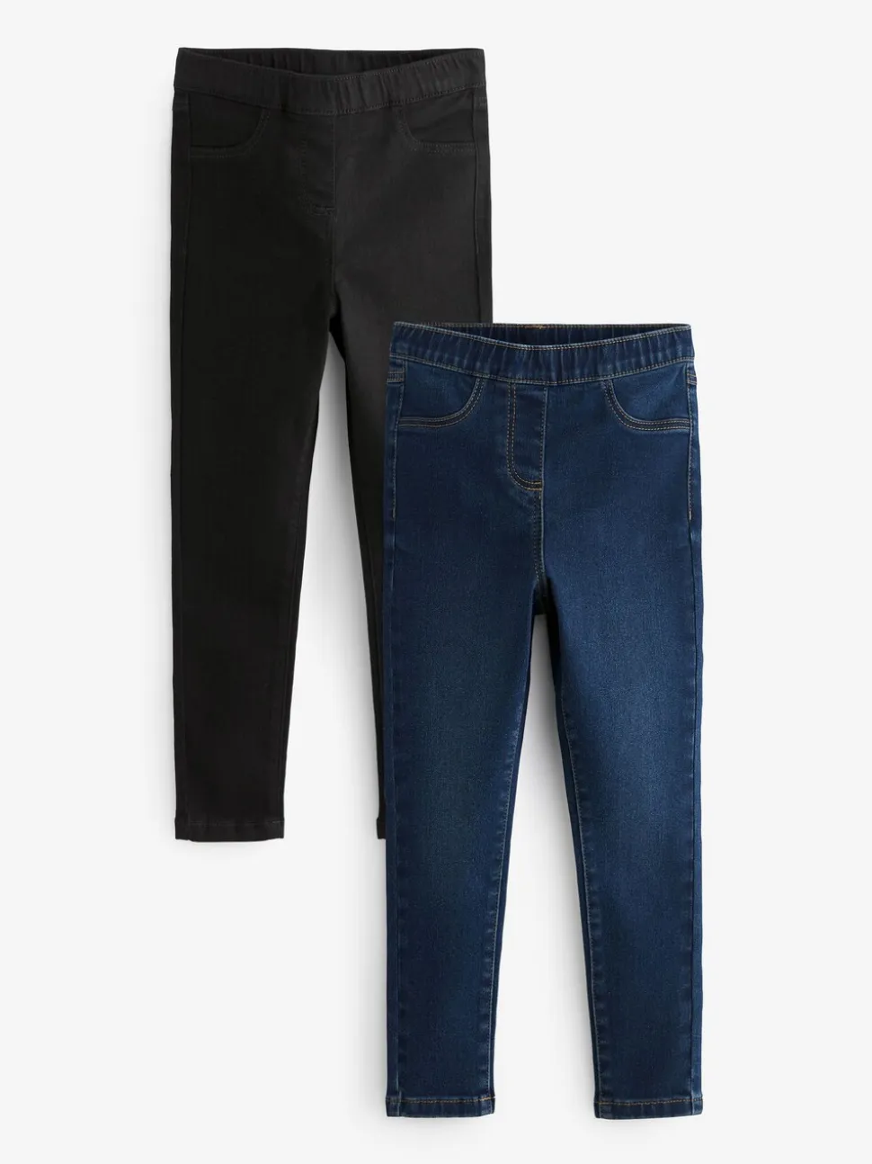 Black/Dark Denim - Set van 2 jeggings met elastische taille (3-16 jr)