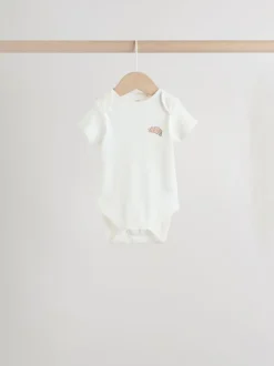 Blauw - 5 Babyrompertjes met korte mouwen