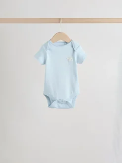 Blauw - 5 Babyrompertjes met korte mouwen