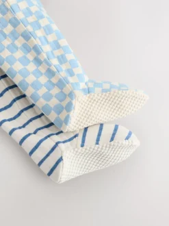 Blauw - 2 Doorgestikte babypyjama's
