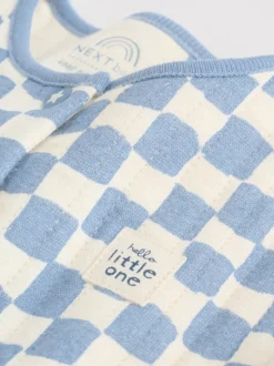 Blauw - 2 Doorgestikte babypyjama's