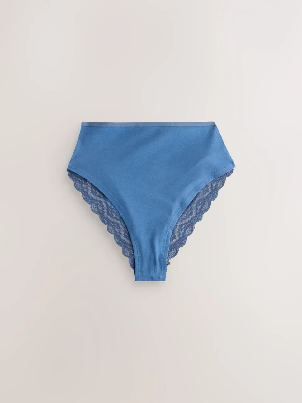Blauw - 7 Katoenen slipjes met kant