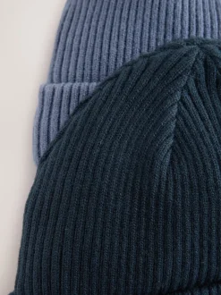 Blauw - 2 Pack Baby Beanie Mutsen (0mnd -2jr)