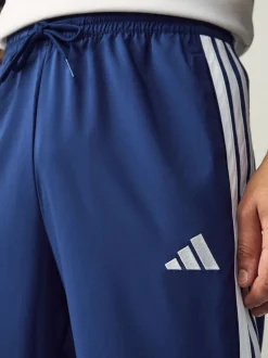 Blauw - adidas Essentials 3-Strepen Stanford joggingbroek met open zoom