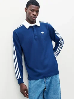 Blauw - adidas Originals Adicolor Rugby poloshirt