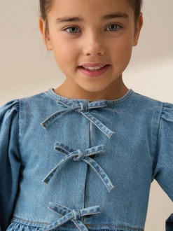 Blauw - Angel & Rocket Ria Broderie Tie Front Peplum Blouse