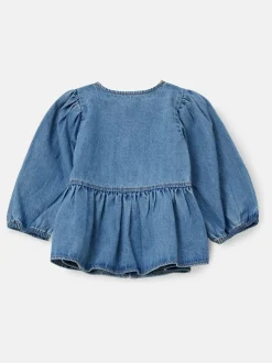 Blauw - Angel & Rocket Ria Broderie Tie Front Peplum Blouse