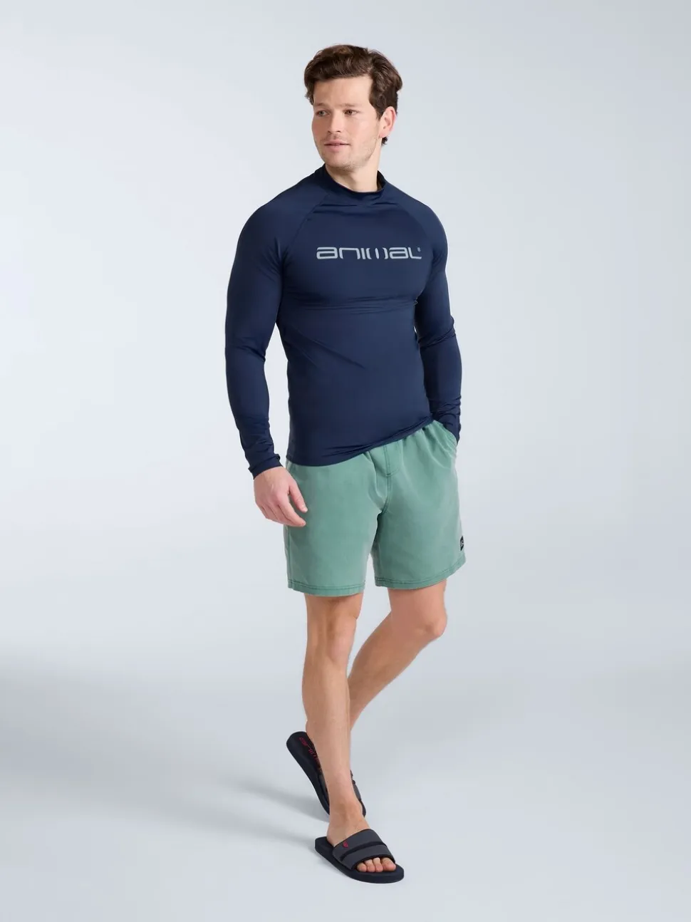 Blauw - Animal Sonny sneldrogend surfhemd met logo voor heren