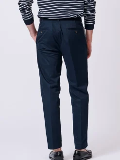 Blauw - Aubin Stickney broek van 100% katoen met relaxte pasvorm