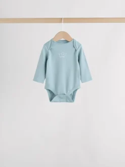 Blauw - Baby Elephant Long Sleeved Bodysuits 5 Pack