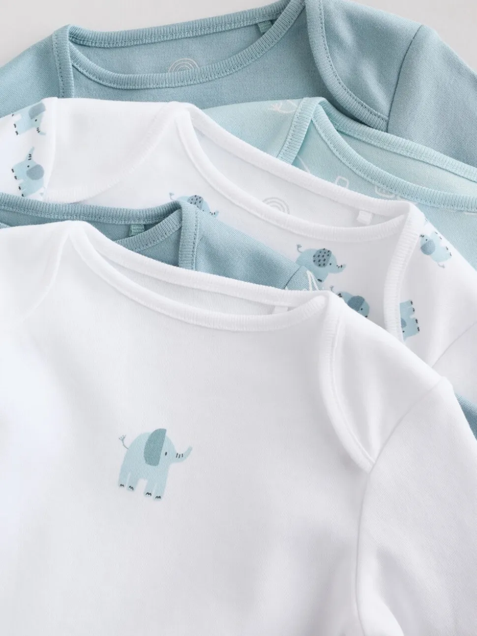 Blauw - Baby Elephant Long Sleeved Bodysuits 5 Pack