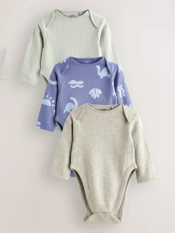 Blauw - Baby Hip Dysplasia Long Sleeve Bodysuits 3 Pack