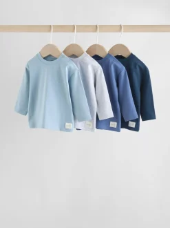 Blauw - Baby T-shirts met lange mouwen 4 stuks (0mnd-2jr)