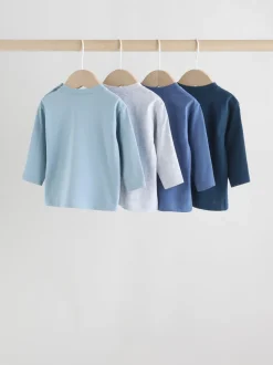 Blauw - Baby T-shirts met lange mouwen 4 stuks (0mnd-2jr)