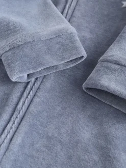Blauw - Baby Velour Two Way Zip Sleepsuits 2 Pack (0mths-2yrs)