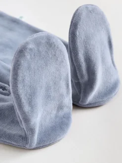 Blauw - Baby Velour Two Way Zip Sleepsuits 2 Pack (0mths-2yrs)