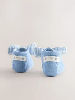 Blauw - Babylaarzen met bloemenprint (0-18 mnd)