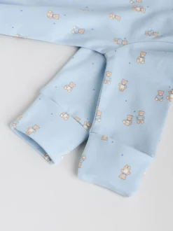 Blauw - Babypyjama met berenprint (0-2jr)