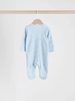 Blauw - Babypyjama met berenprint (0-2jr)