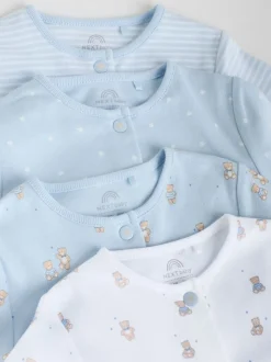 Blauw - Babypyjama met berenprint (0-2jr)