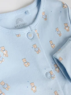 Blauw - Babypyjama met berenprint (0-2jr)