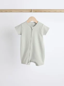 Blauw - Babyrompertjes van 100% katoen met tweewegrits, 3 stuks (0-3jaar)