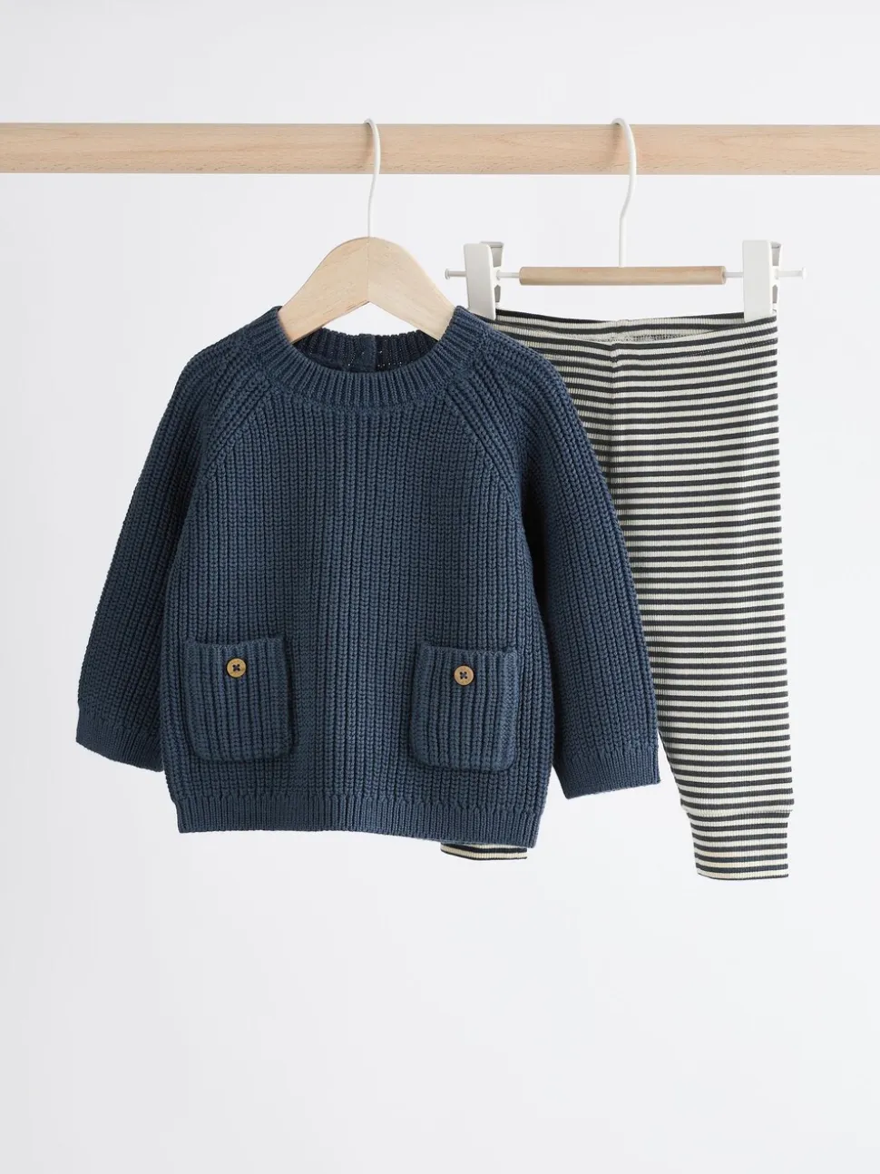 Blauw - Babyset met gebreide trui en legging (0mnd-2jr)