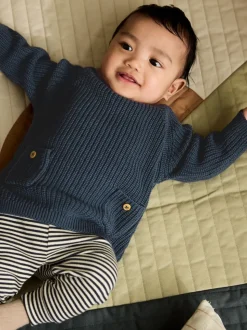 Blauw - Babyset met gebreide trui en legging (0mnd-2jr)