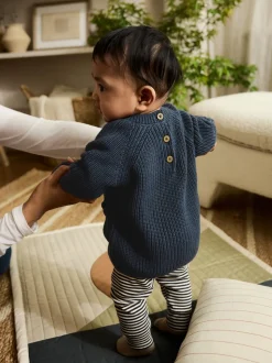 Blauw - Babyset met gebreide trui en legging (0mnd-2jr)