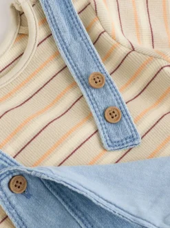 Blauw - Babyset van denim bretelbroeken en bodysuit (0 mnd - 2 jr)