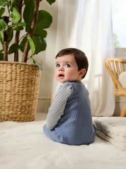 Blauw - Babyset van tuinbroek en rompertje (0 mnd-2 jr)