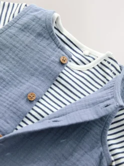 Blauw - Babyset van tuinbroek en rompertje (0 mnd-2 jr)
