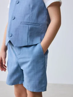 Blauw - Baker By Ted Baker set van overhemd, gilet en short