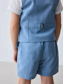 Blauw - Baker By Ted Baker set van overhemd, gilet en short
