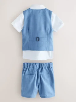 Blauw - Baker By Ted Baker set van overhemd, gilet en short