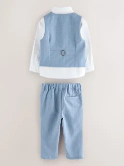 Blauw - Baker by Ted Baker set van gilet, overhemd en broek
