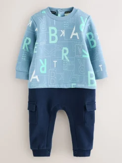 Blauw - Baker by Ted Baker All Over Print Long Sleeve Romper