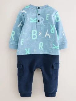 Blauw - Baker by Ted Baker All Over Print Long Sleeve Romper