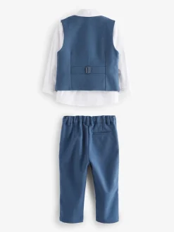 Blauw - Baker by Ted Baker set van gilet, overhemd en broek