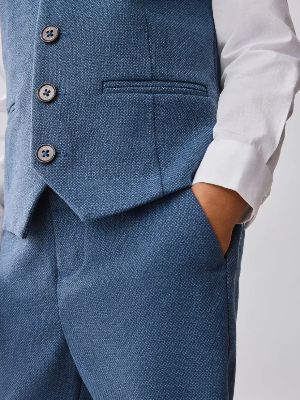 Blauw - Baker by Ted Baker set van gilet, overhemd en broek