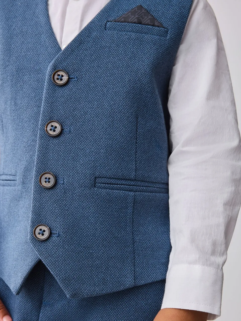 Blauw - Baker by Ted Baker set van gilet, overhemd en broek