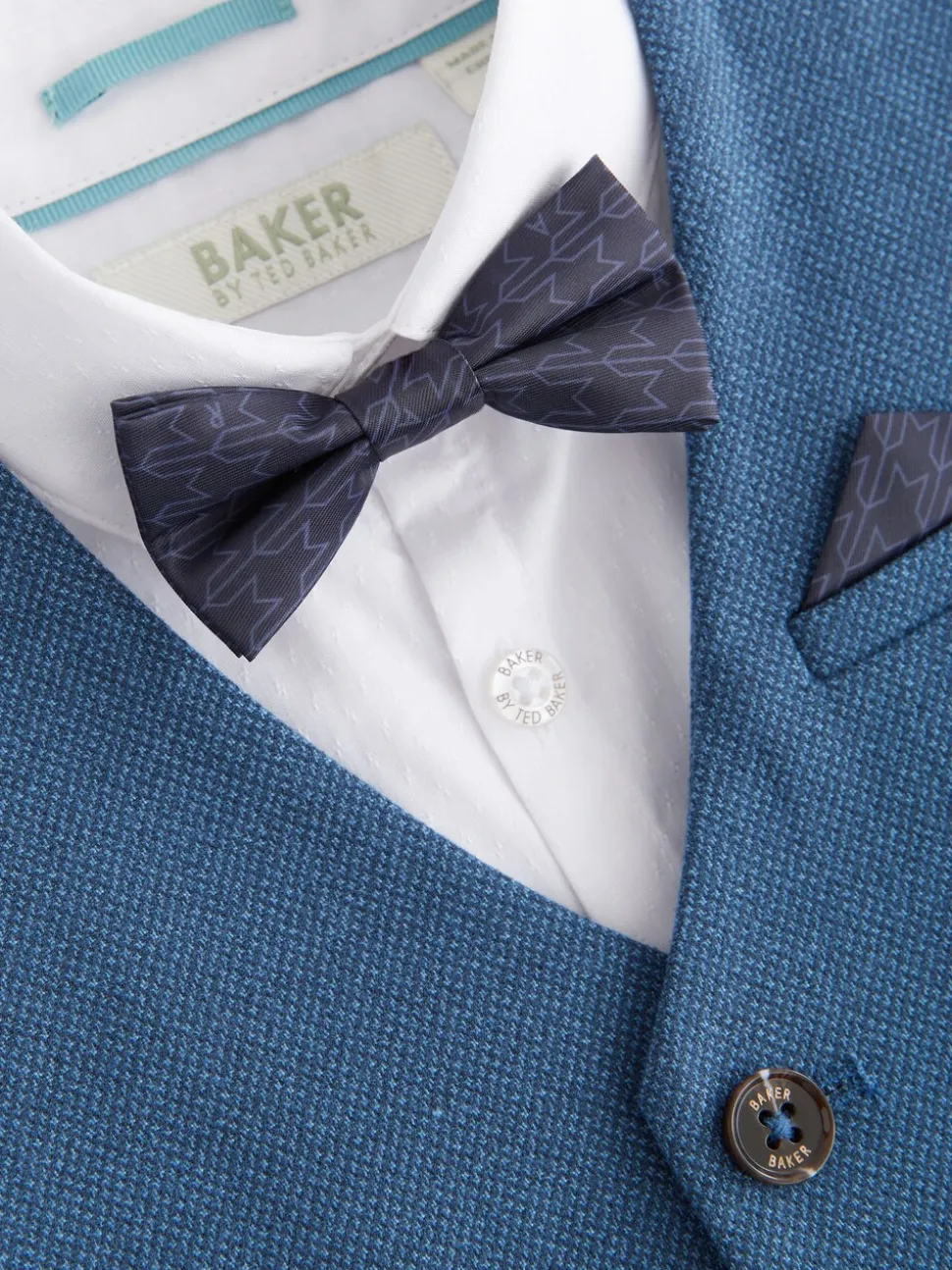 Blauw - Baker by Ted Baker set van gilet, overhemd en broek