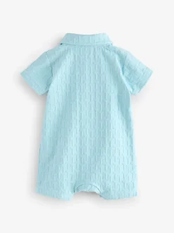 Blauw - Baker By Ted Baker - Set van geribbeld rompertje en muts