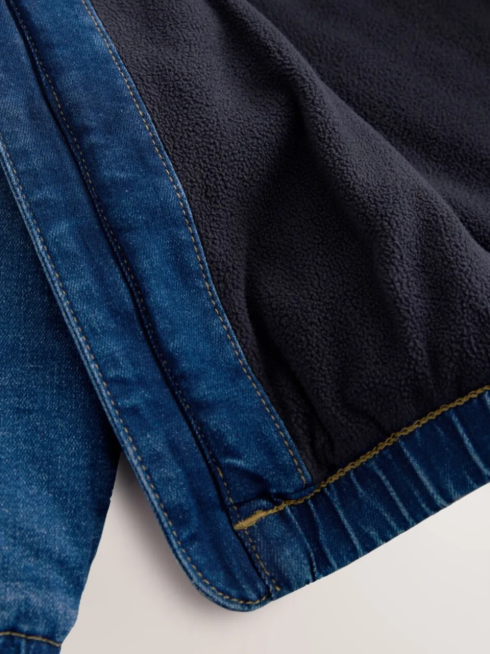 Blauw - Borg gevoerd denim overshirt met capuchon en rits (3mnd-7jr)