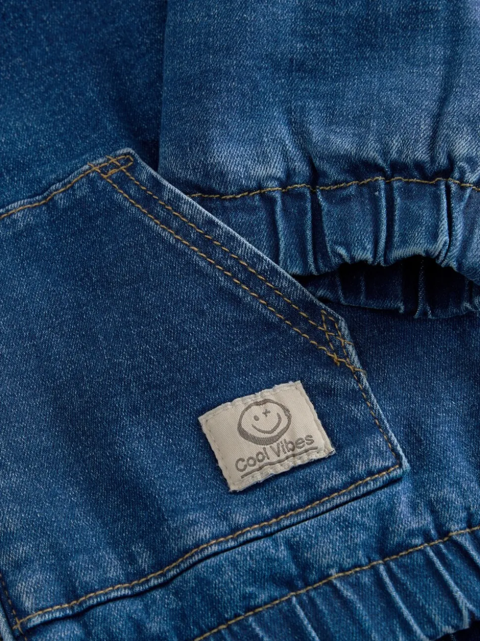 Blauw - Borg gevoerd denim overshirt met capuchon en rits (3mnd-7jr)