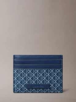 Blauw - Calvin Klein Allover Monogram Logo Card Holder