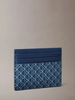 Blauw - Calvin Klein Allover Monogram Logo Card Holder